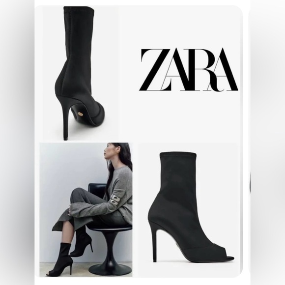ZARA OPEN TOE HEELED ANKLE BOOTS-limited edition Size 8 - Picture 2 of 3